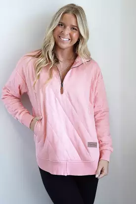 Kenz Quarter Zip Quilted Pocket Pullover