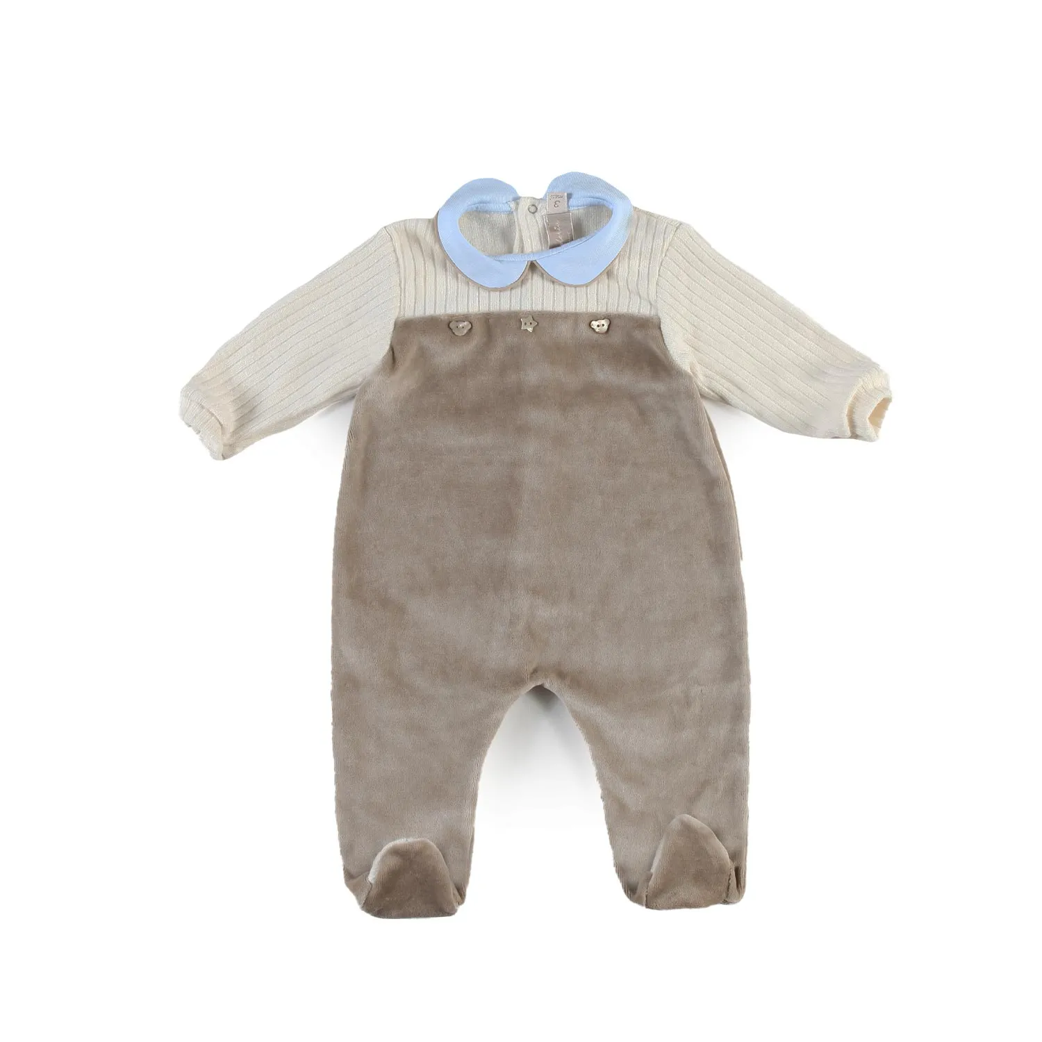 La Stupenderia Beige And Light Blue La Stupenderia Romper For Baby Boys