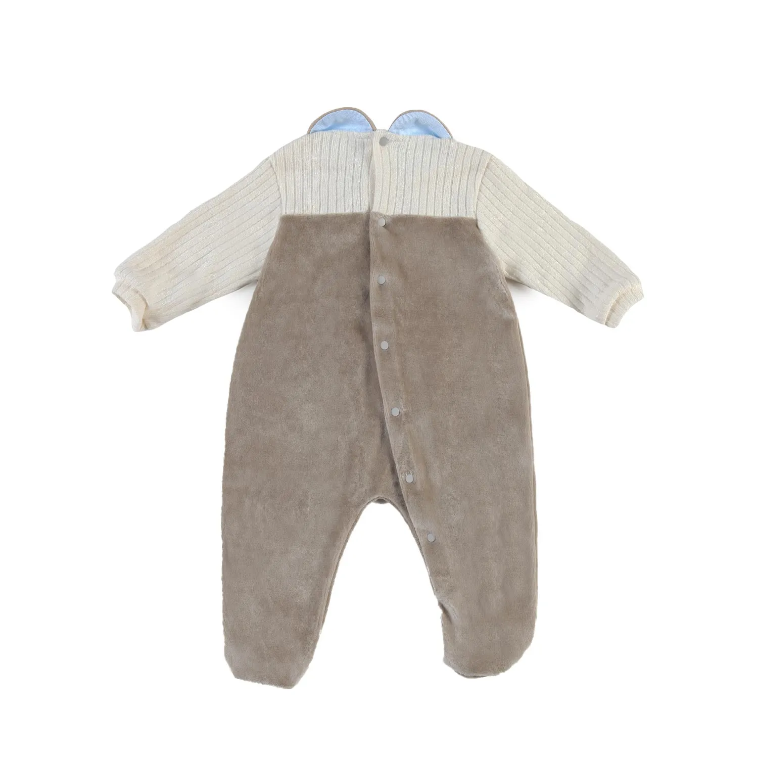 La Stupenderia Beige And Light Blue La Stupenderia Romper For Baby Boys