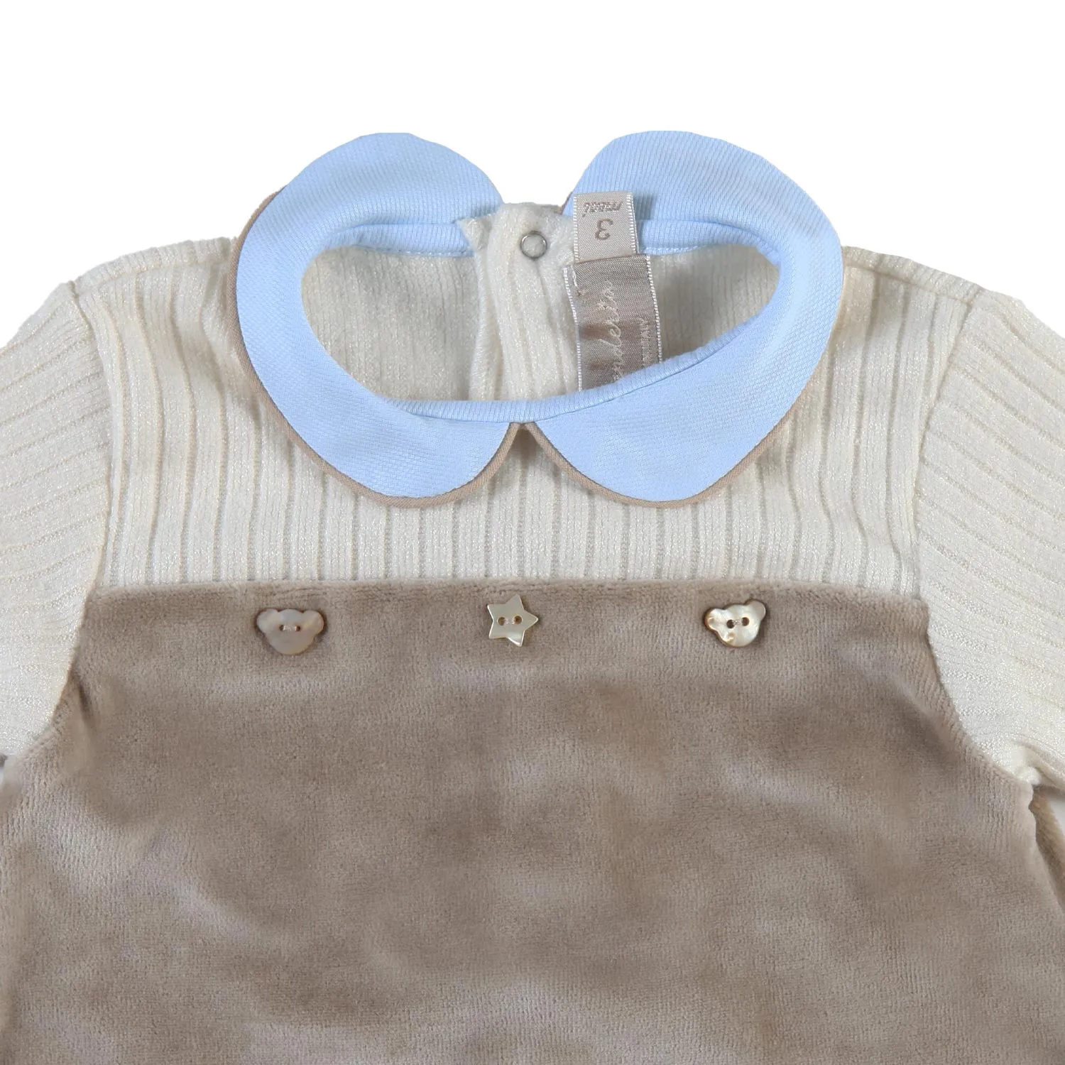 La Stupenderia Beige And Light Blue La Stupenderia Romper For Baby Boys