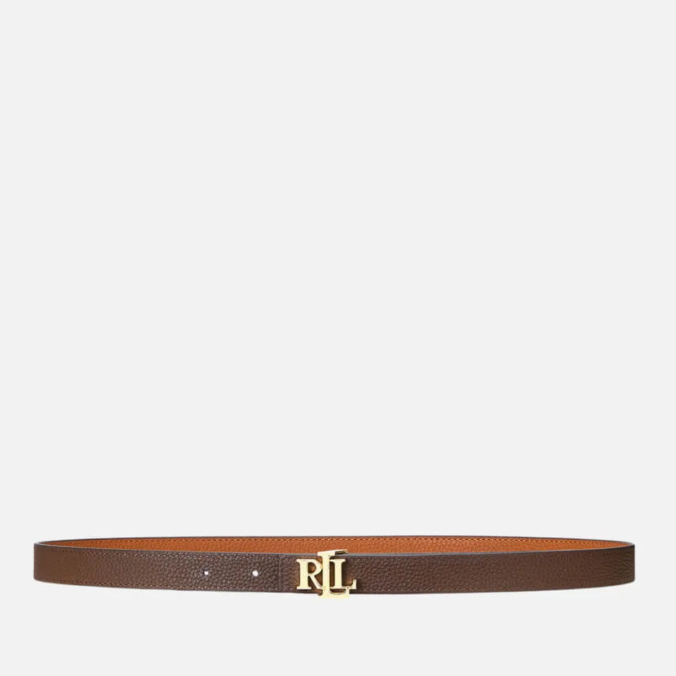 Lauren Ralph Lauren Women's Reversible 20 Skinny Belt - Lauren Tan/Dark Brown - M | Coggles