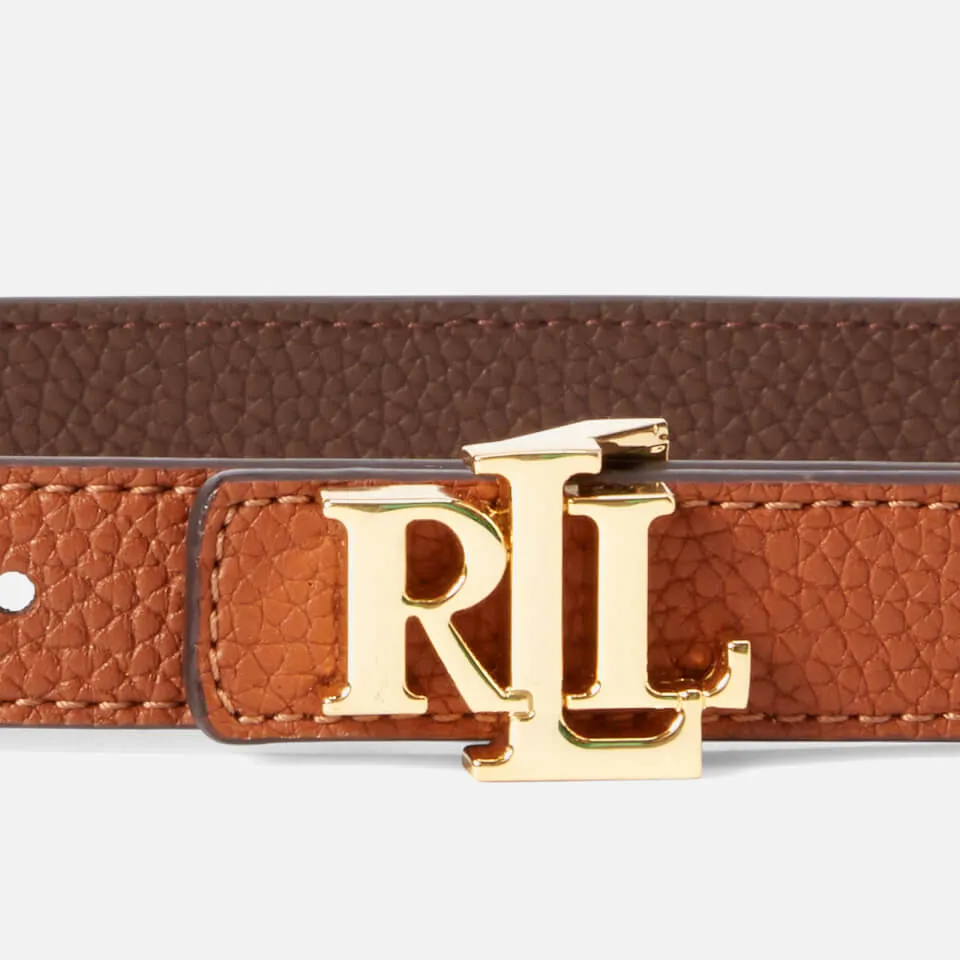 Lauren Ralph Lauren Women's Reversible 20 Skinny Belt - Lauren Tan/Dark Brown - M | Coggles