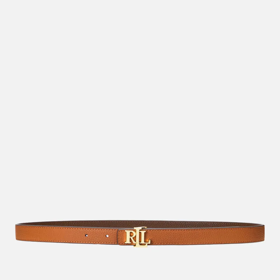 Lauren Ralph Lauren Women's Reversible 20 Skinny Belt - Lauren Tan/Dark Brown - M | Coggles