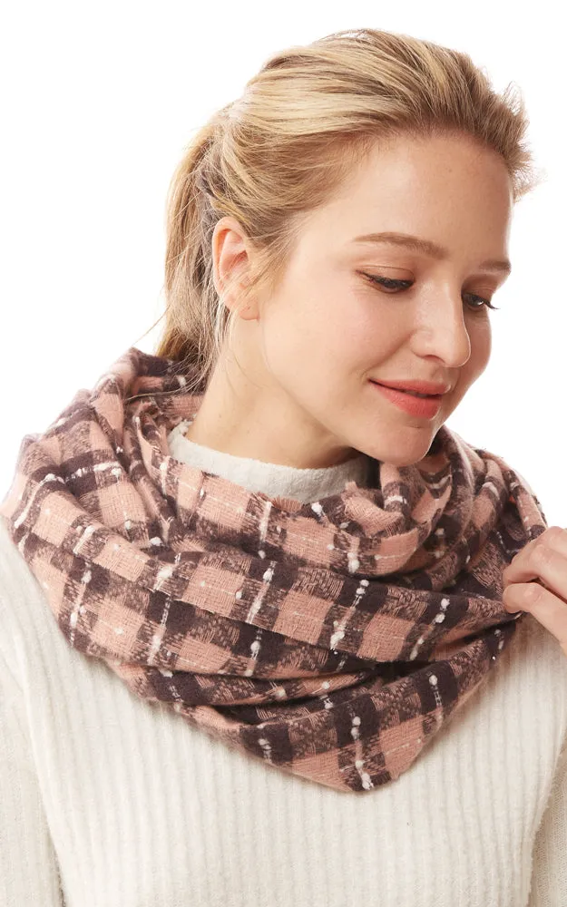 LOF1252 Plaid Super Soft Infinity Scarf