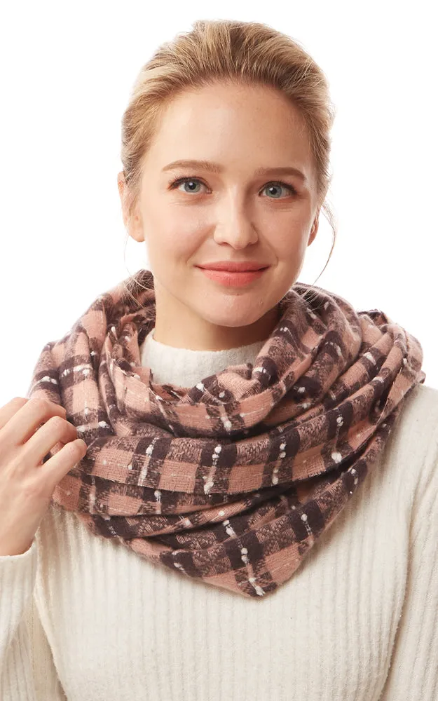 LOF1252 Plaid Super Soft Infinity Scarf