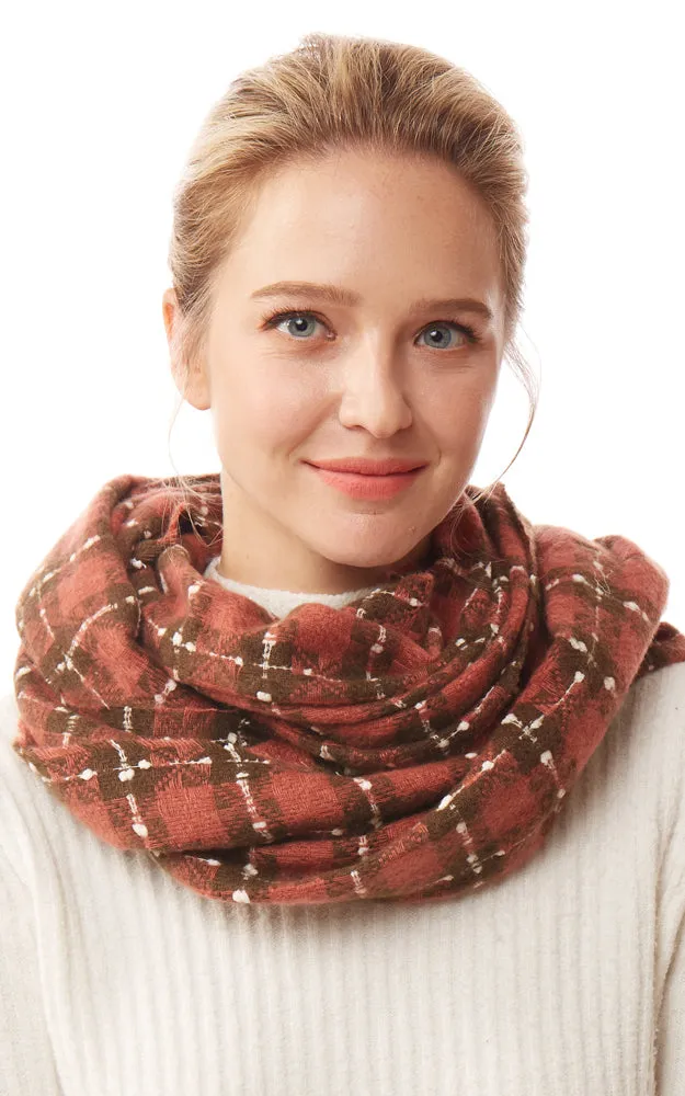 LOF1252 Plaid Super Soft Infinity Scarf