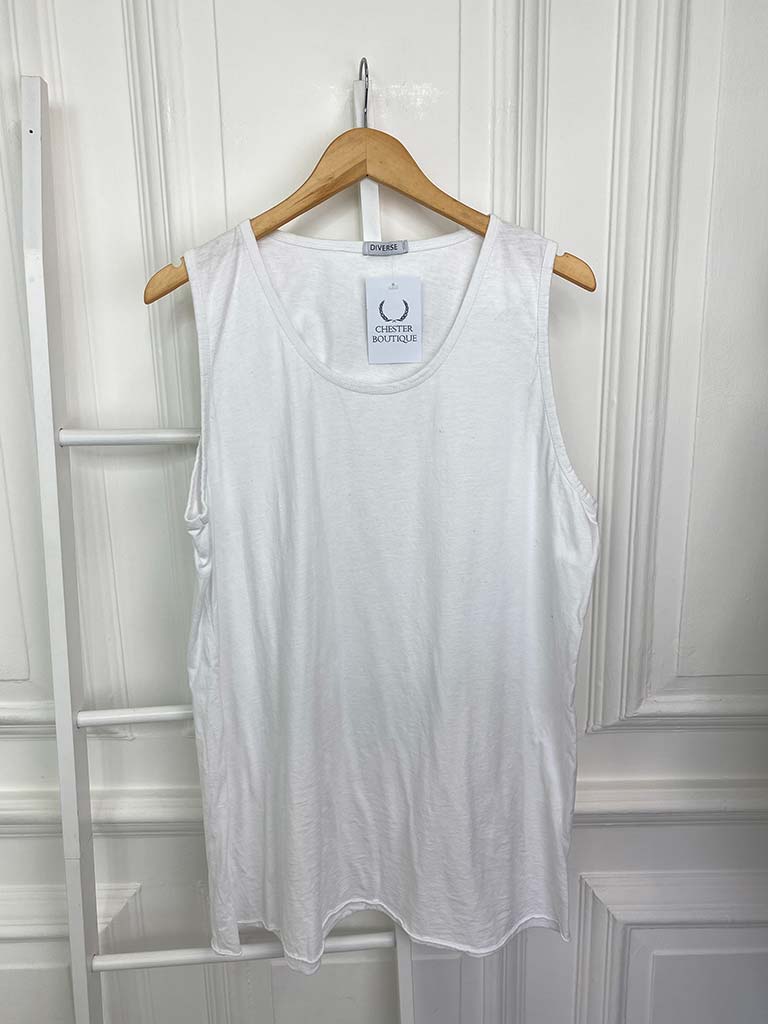 Loose Longline Vest Top - White