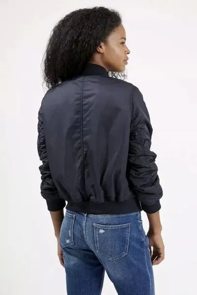 MA1 women's bomber jacket with zipped pocket on sleeve