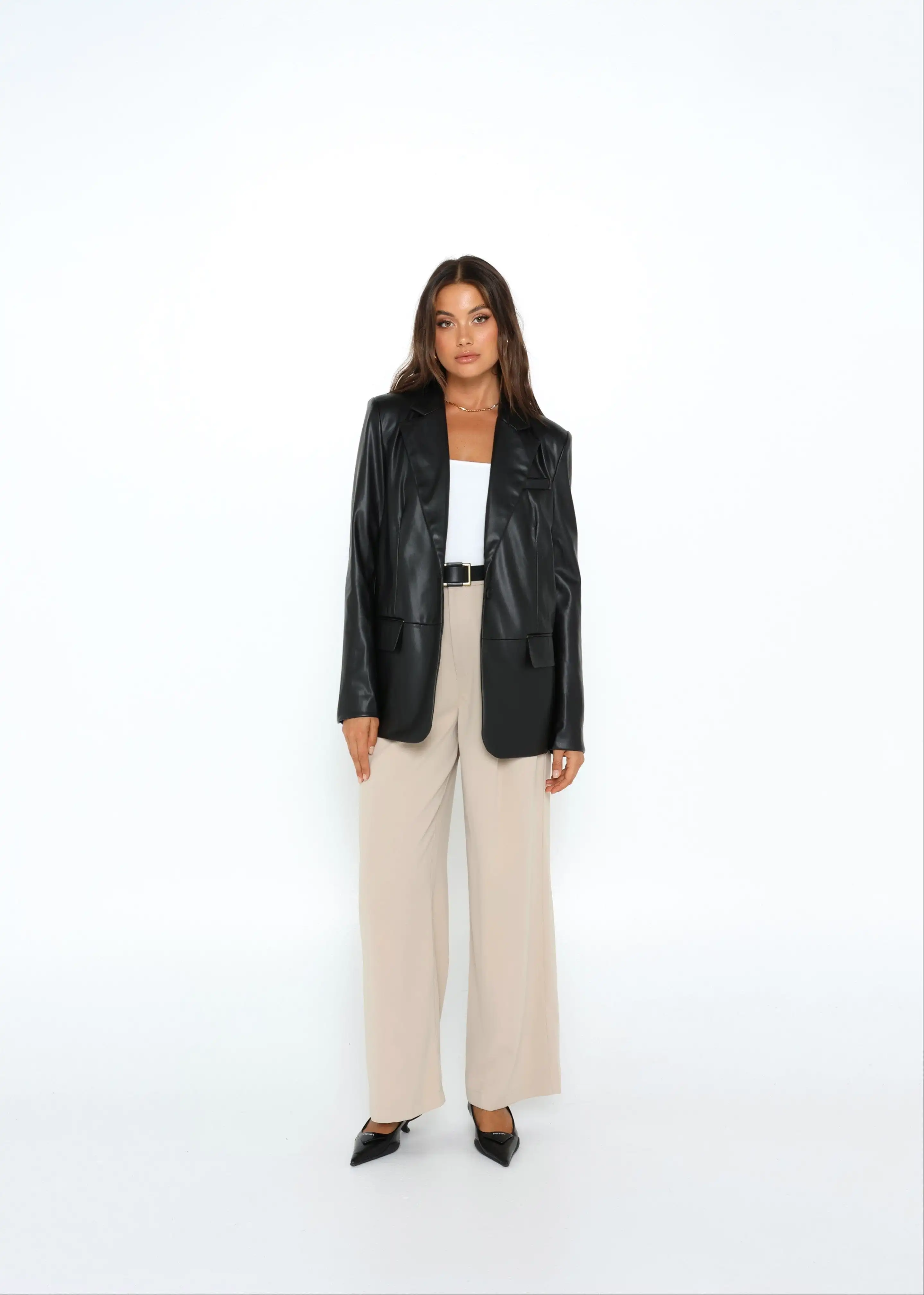 Madison The Label Landon Blazer Faux Leather - Black