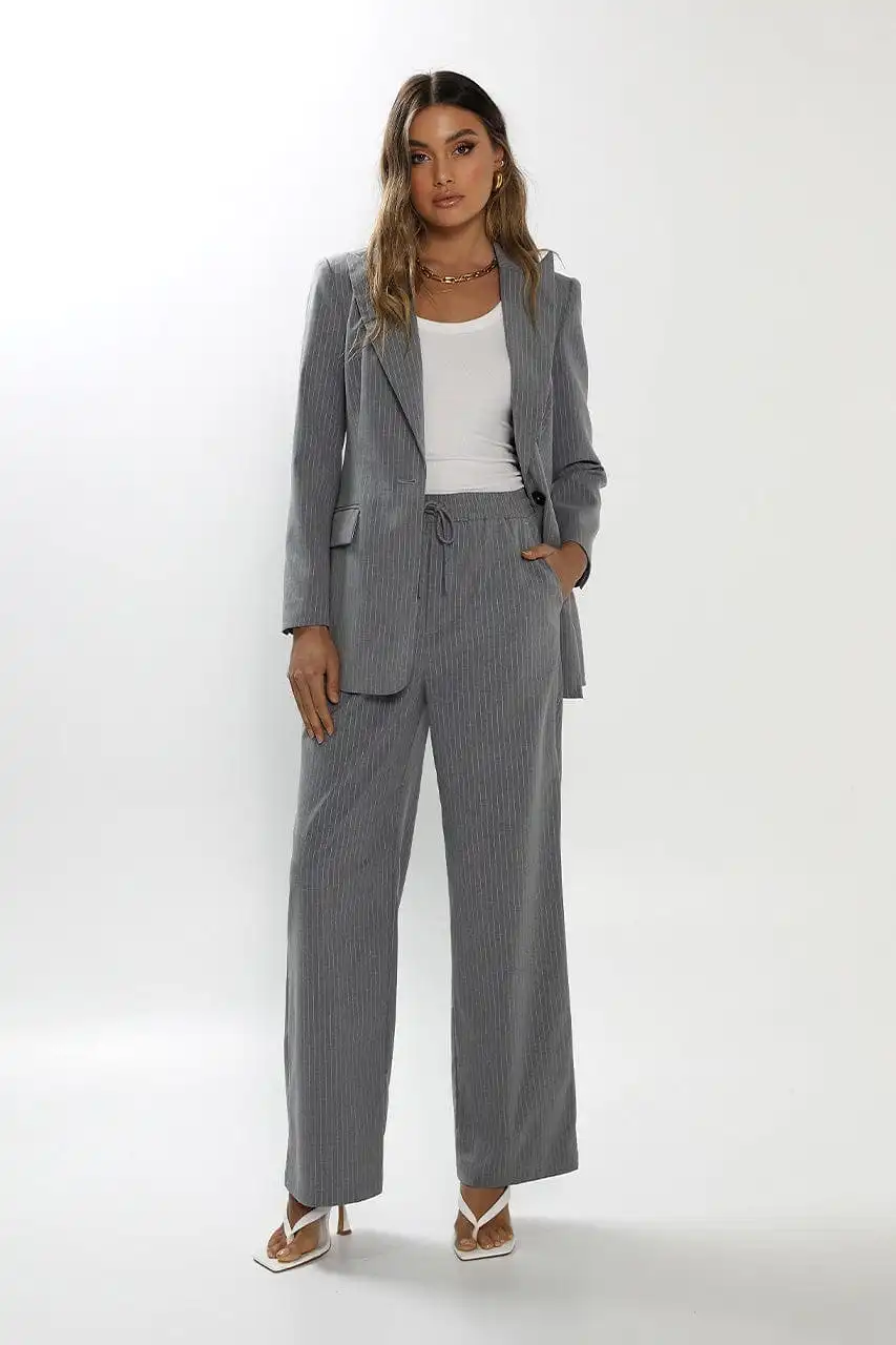 Madison The Label Ricky Blazer Pinstripe - Grey