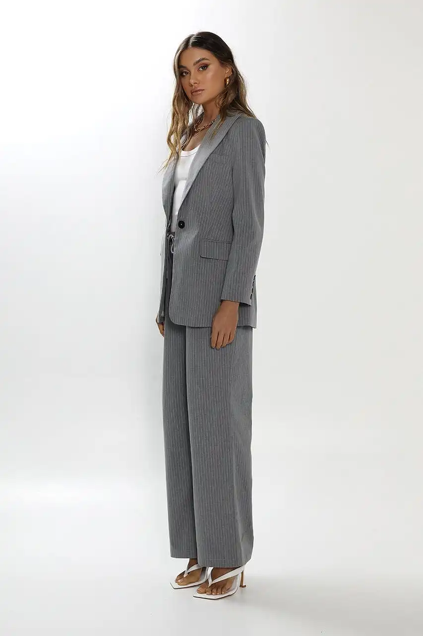 Madison The Label Ricky Blazer Pinstripe - Grey