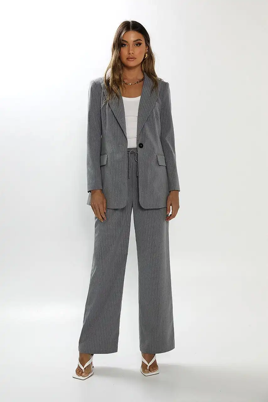 Madison The Label Ricky Blazer Pinstripe - Grey