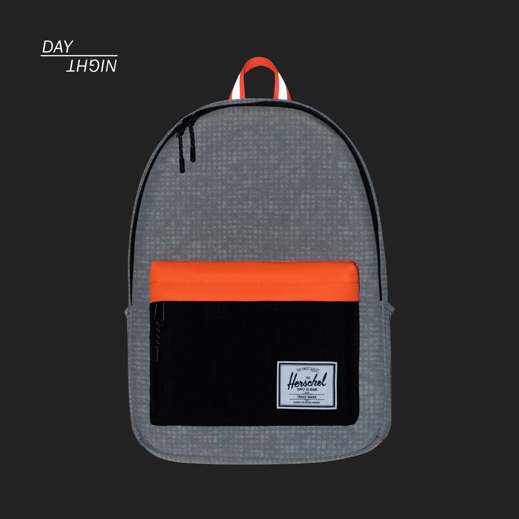 Mochila Herschel Classic X-Large Sharkskin Enzyme Ripstop/Black Enzyme Ripstop/Shocking Orange - Reflective