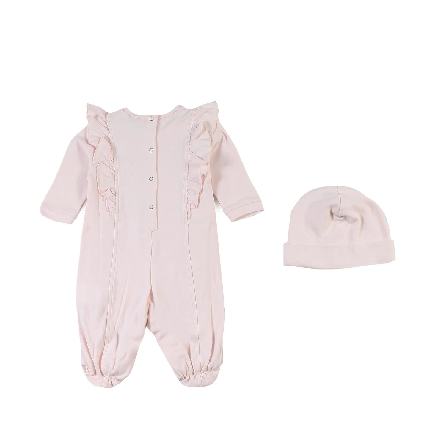 Monnalisa Monnalisa Light Pink Romper Set With Beanie