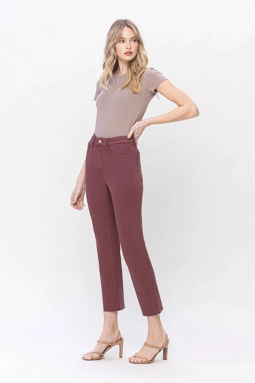 Muncie Cropped High Rise Slim Straight Denim