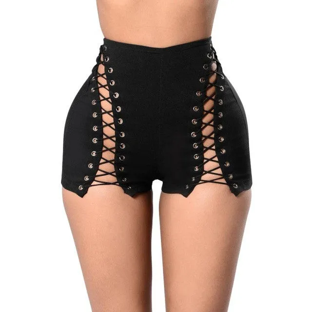 New  Women's Bandage Short Femme Skinny High Waist Zipper Fly Stretch Slim Women Shorts Sexy Black White S/XL #63 GS