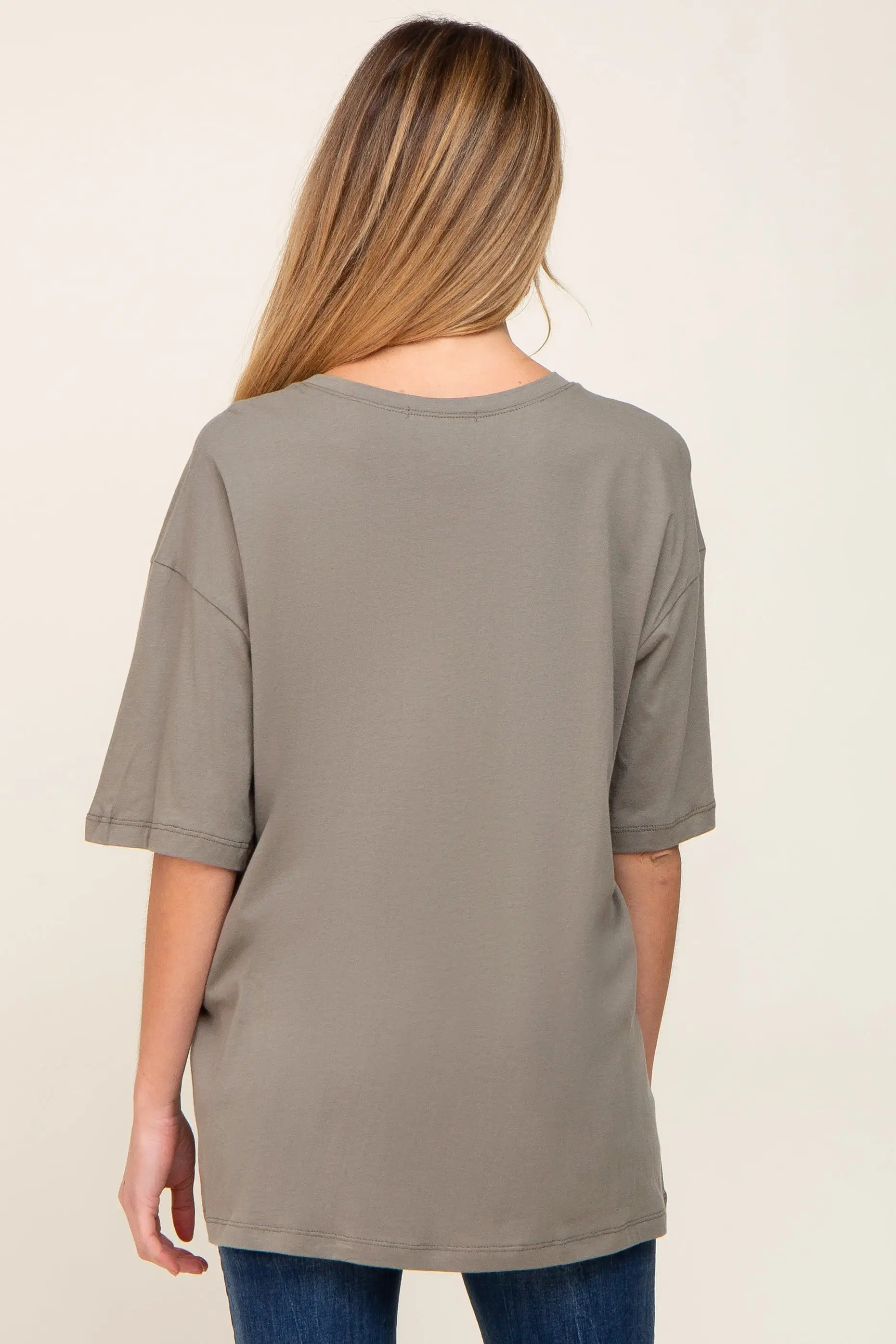 Olive Basic Oversized Maternity Tee