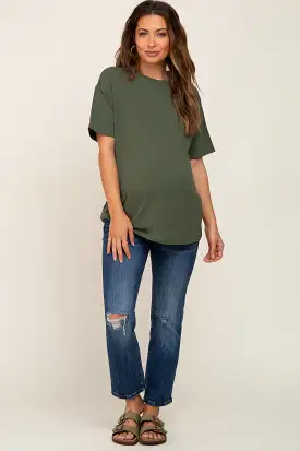 Olive Oversized Basic Maternity Tee