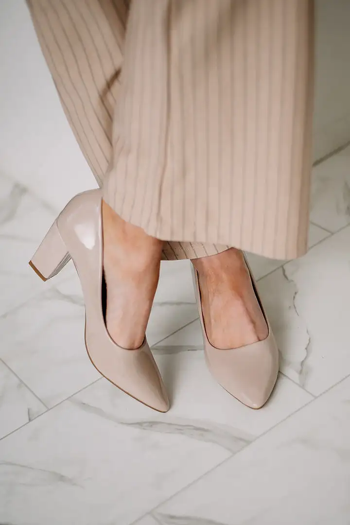 Olympia Slick Block Heels | Nude