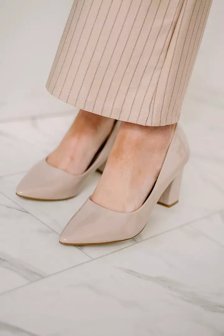 Olympia Slick Block Heels | Nude