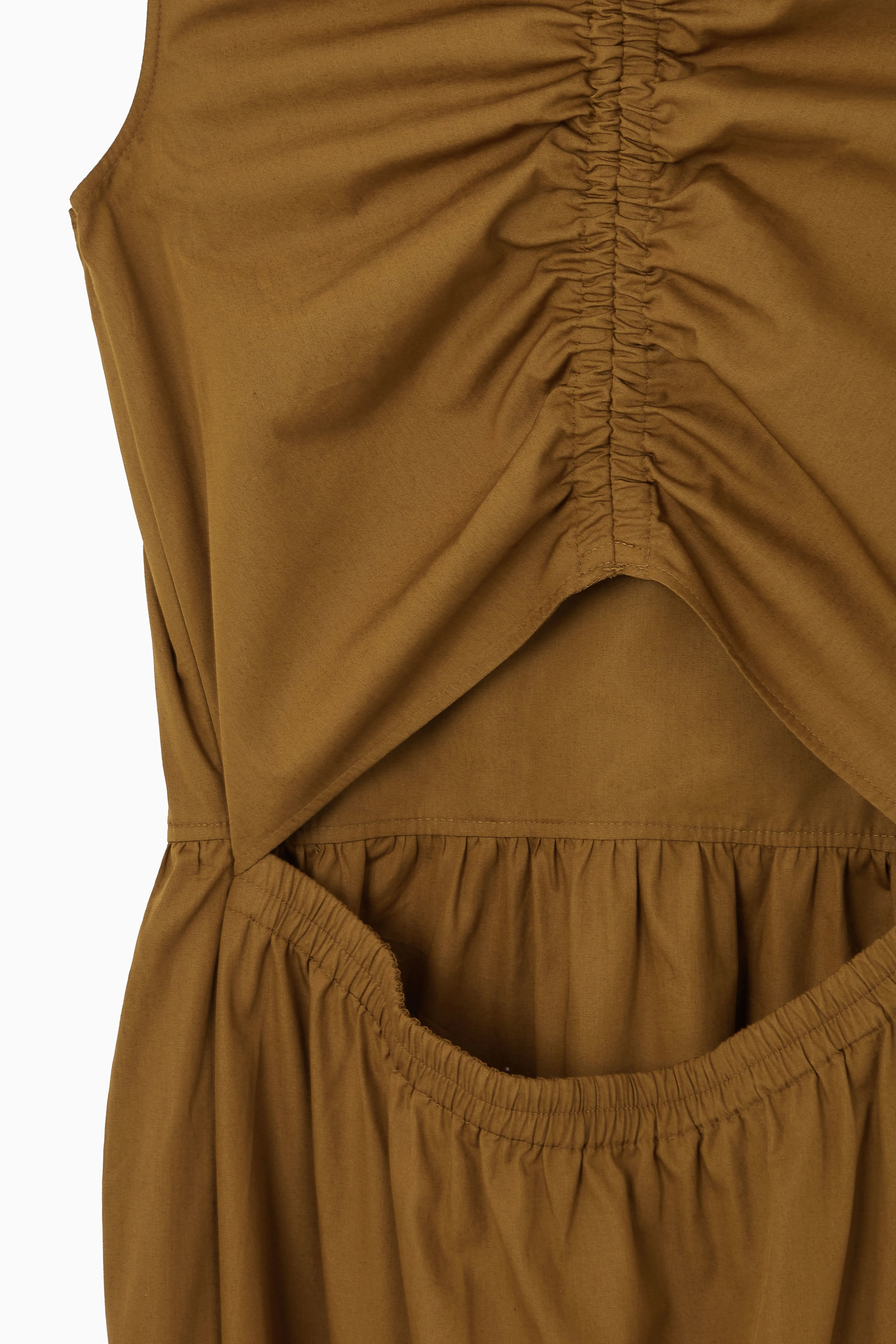 OPEN-BACK TIERED MIDI DRESS - Round neck - Sleeveless - OCHRE - Ladies | H&M GB