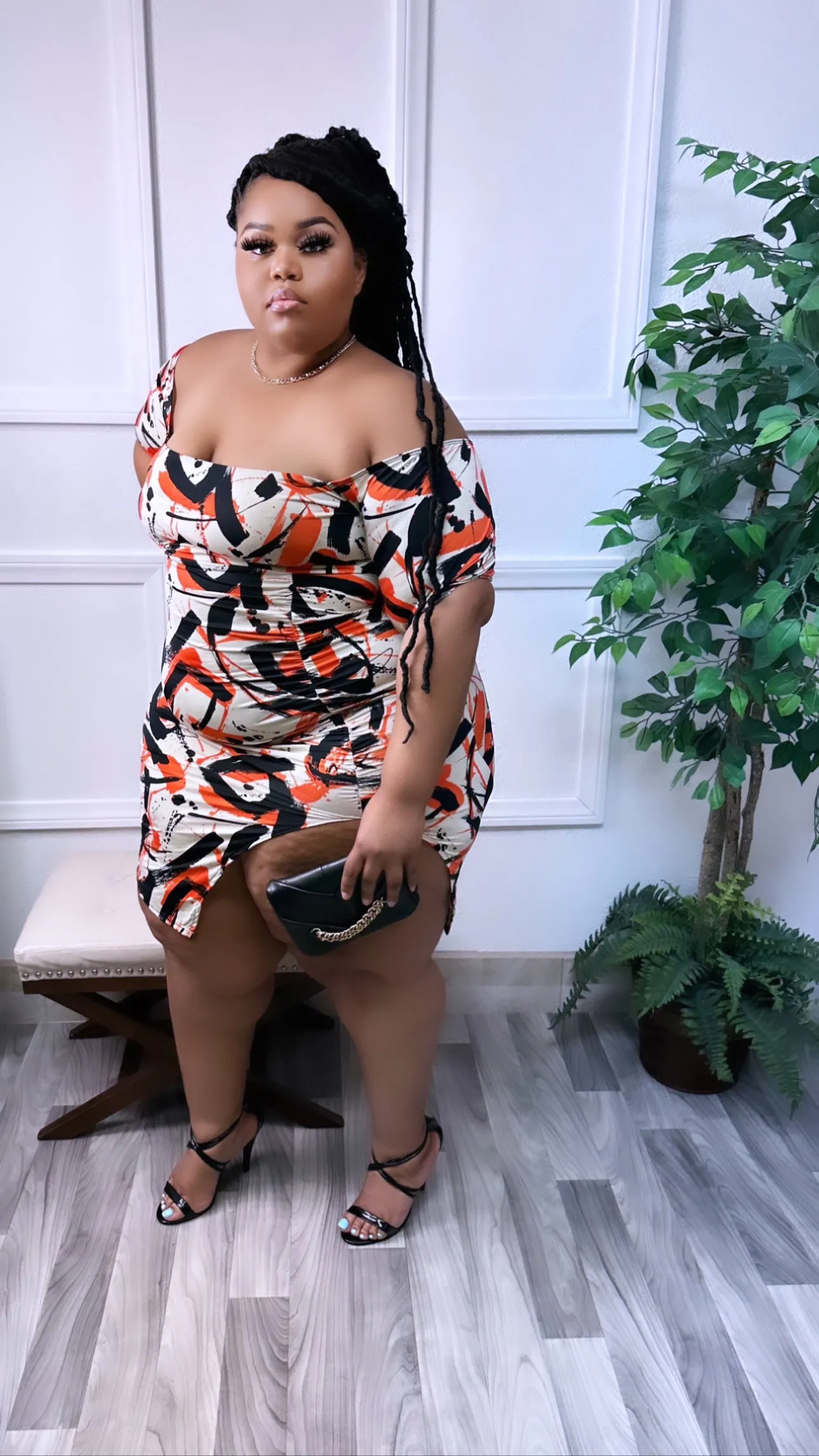 Orange & Black Sade + Size Dress