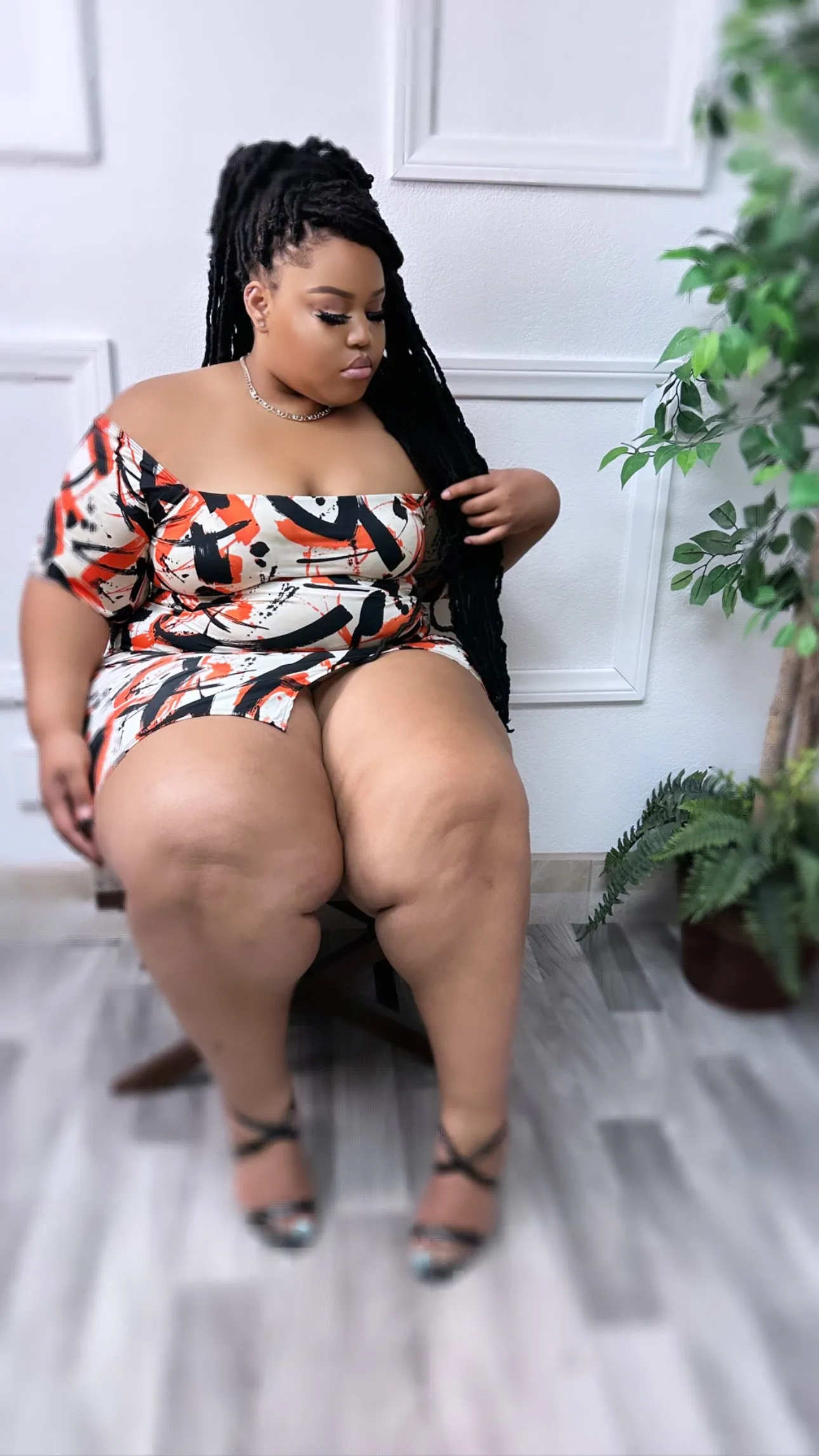 Orange & Black Sade + Size Dress