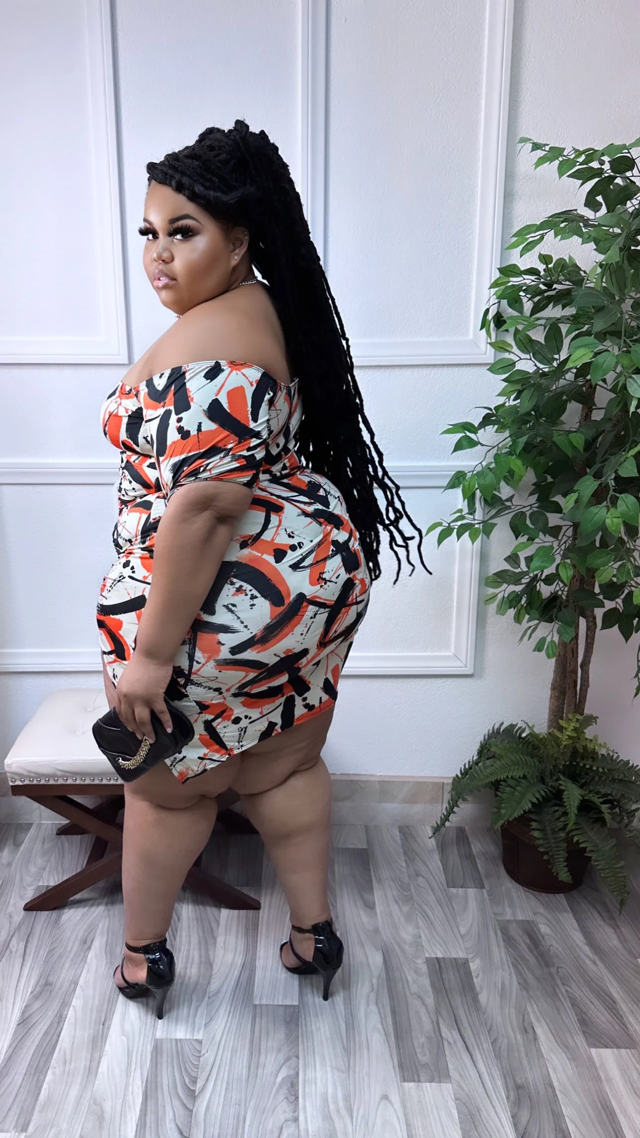 Orange & Black Sade + Size Dress