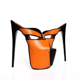 Orange Matte Black Detail Platform Mules