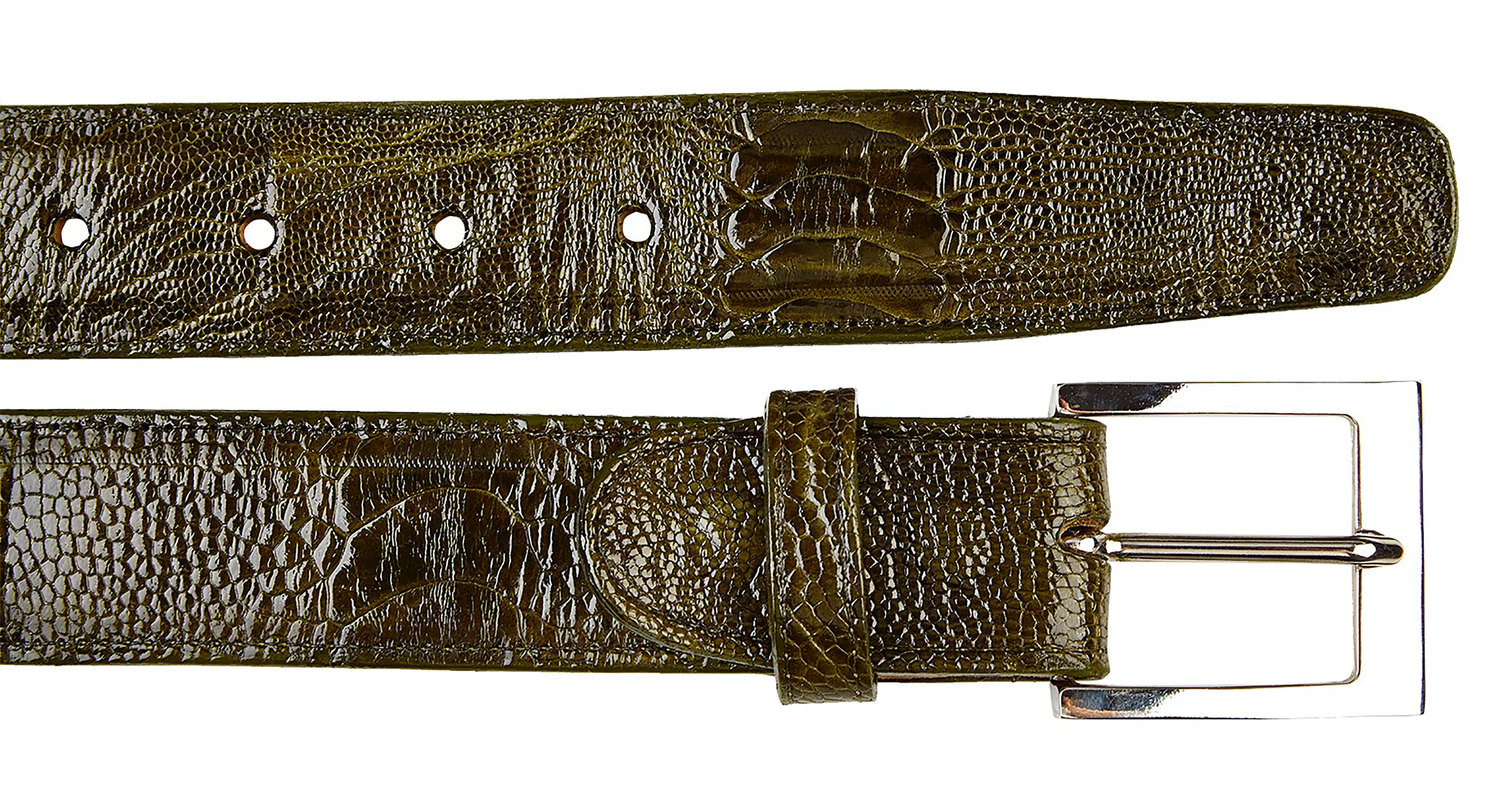 Ostrich Leg Belt- Olive