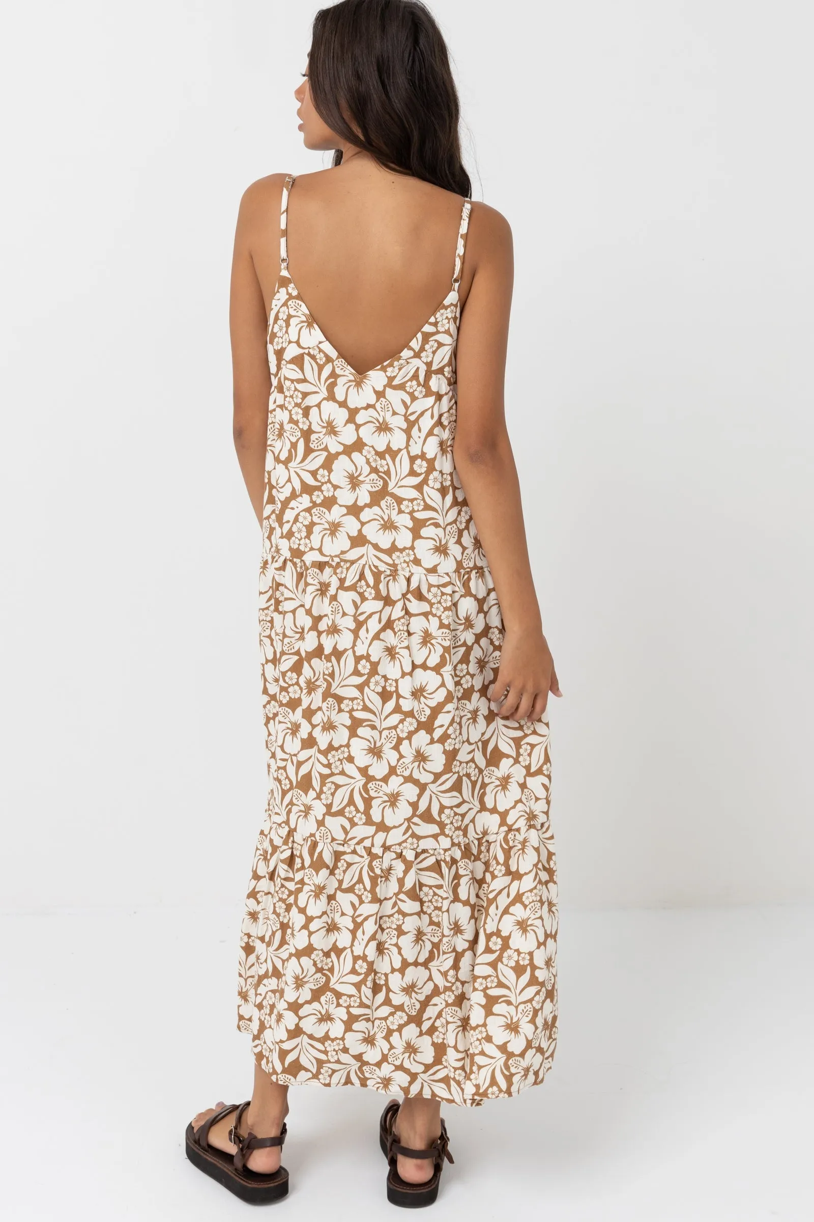 Pacific Tiered Midi Dress Golden