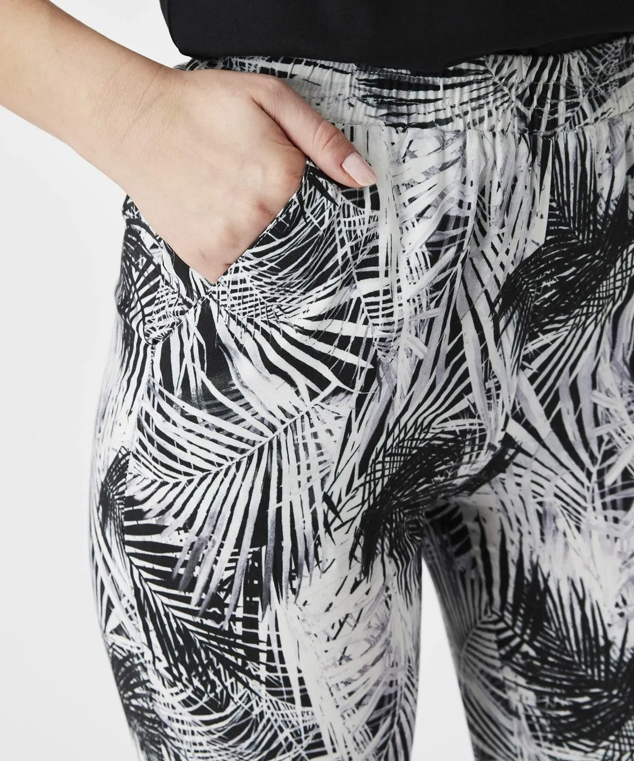 Palm Print Straight Leg Trousers