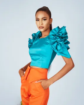 Penelope Puff Shoulder Crop Top