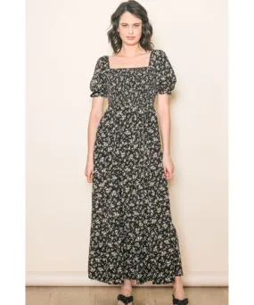 PinkBlush Black Floral Midi Dress