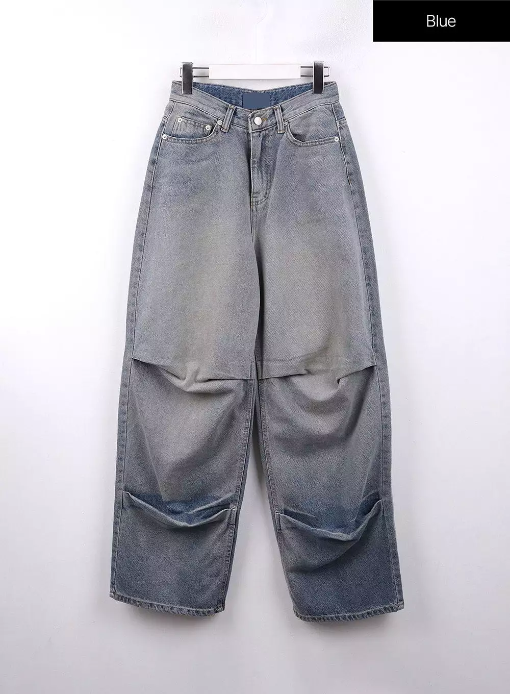 Pintuck Washed Denim Wide-Leg Jeans CJ418