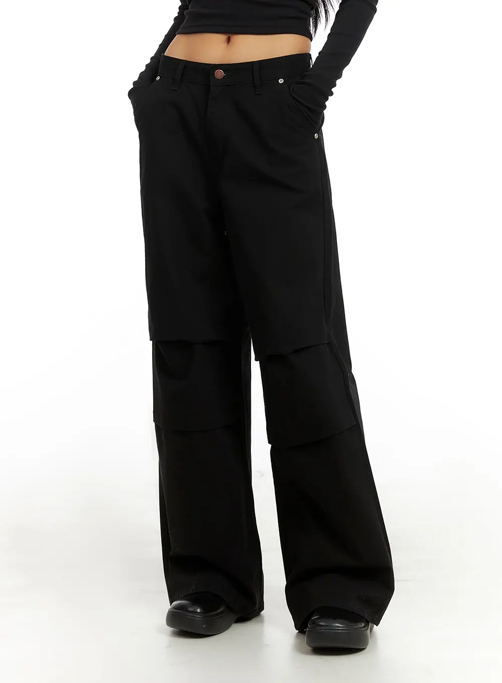 Pintuck Wide Leg Trousers IA417