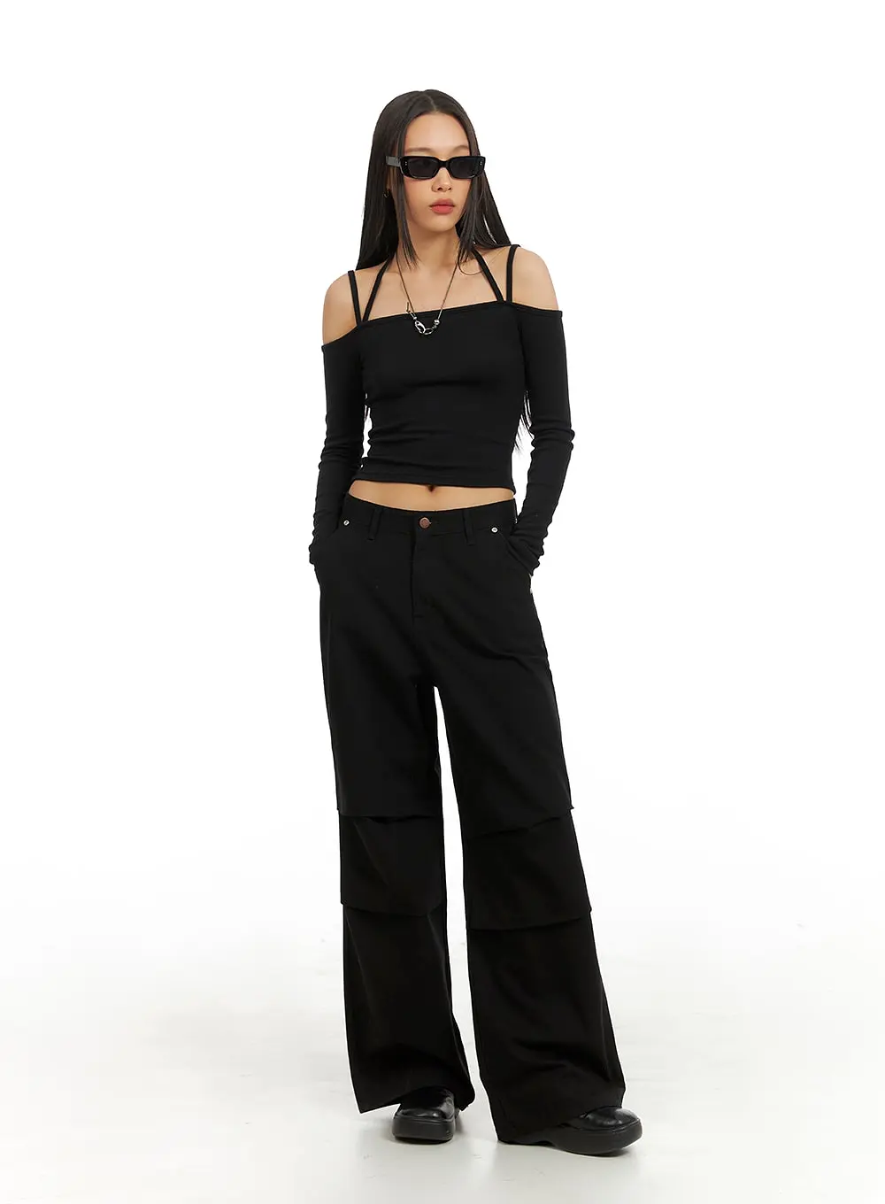 Pintuck Wide Leg Trousers IA417