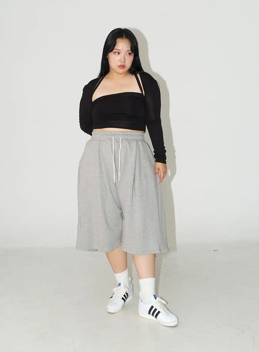 Plus Wide Leg Sweat Shorts IJ30