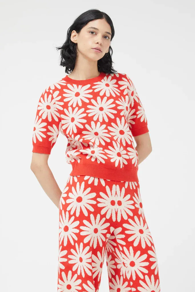 Red Orange Daisy Top