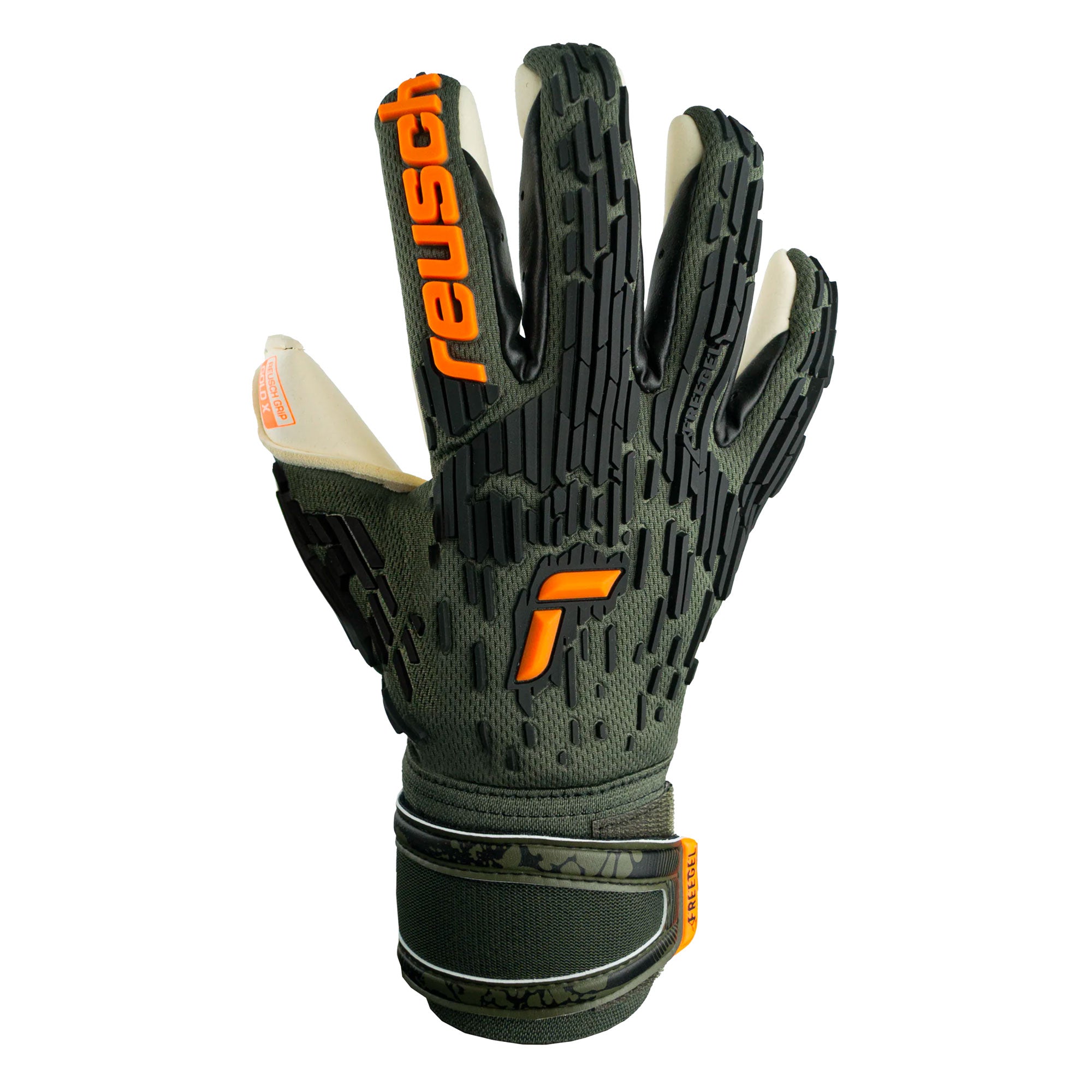 Reusch Men's Attrakt Freegel Gold X Fingersave Goalkeeper Gloves Black/Orange