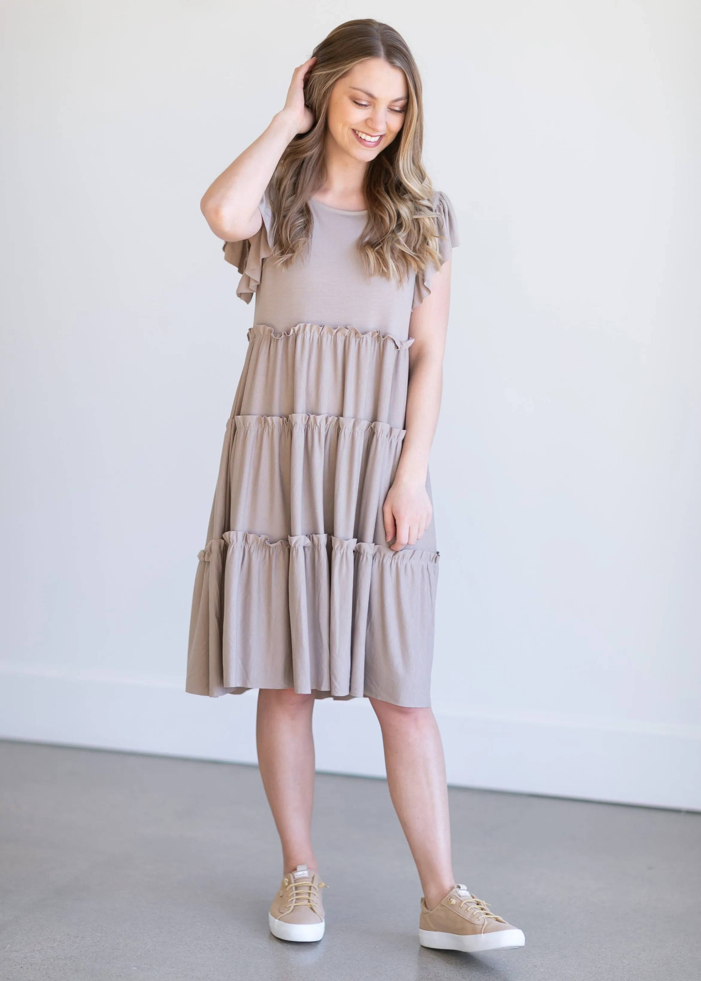 Ruffle Sleeve Tiered Midi Dress - FINAL SALE