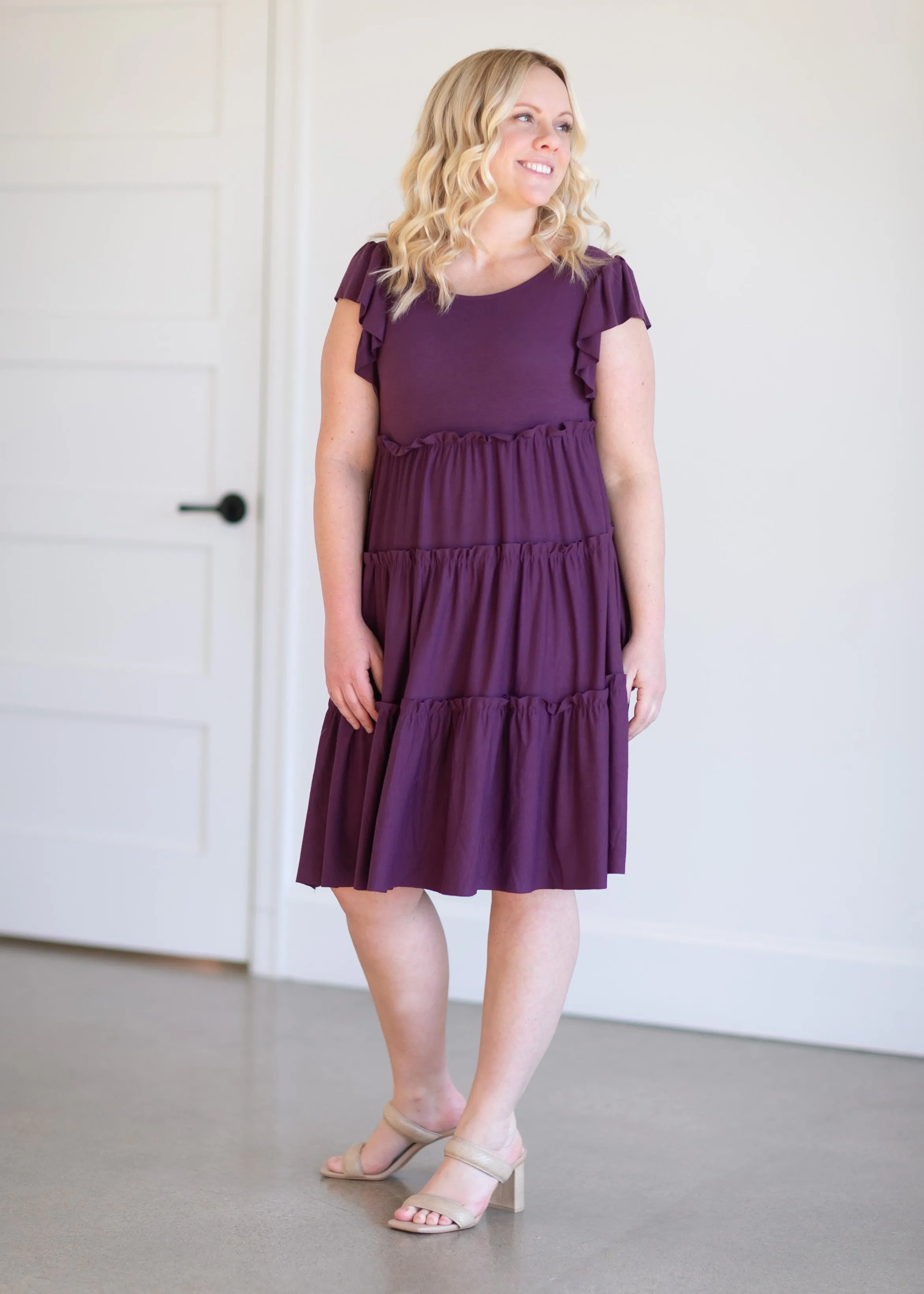 Ruffle Sleeve Tiered Midi Dress - FINAL SALE