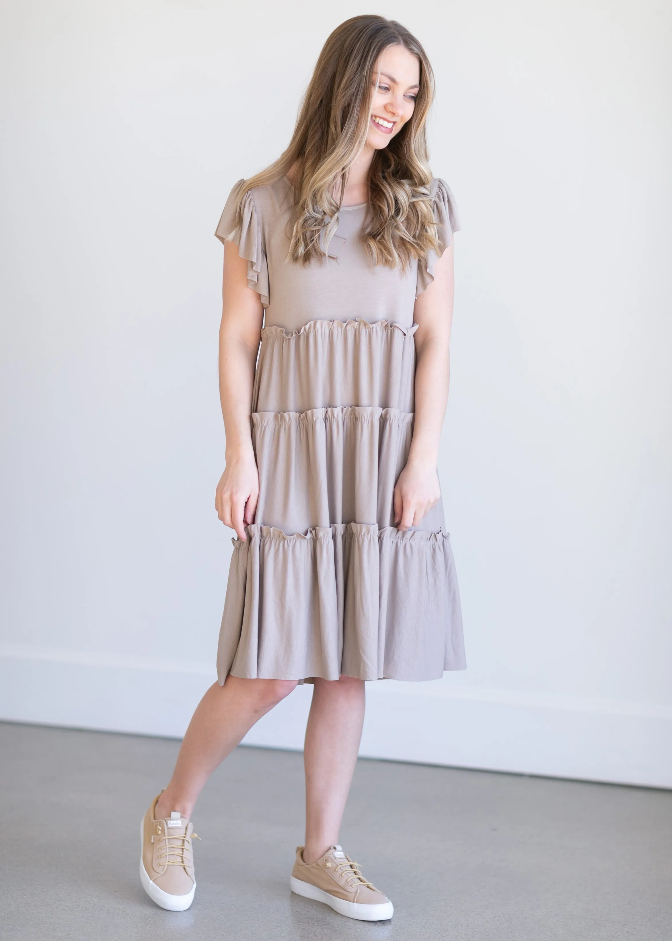 Ruffle Sleeve Tiered Midi Dress - FINAL SALE