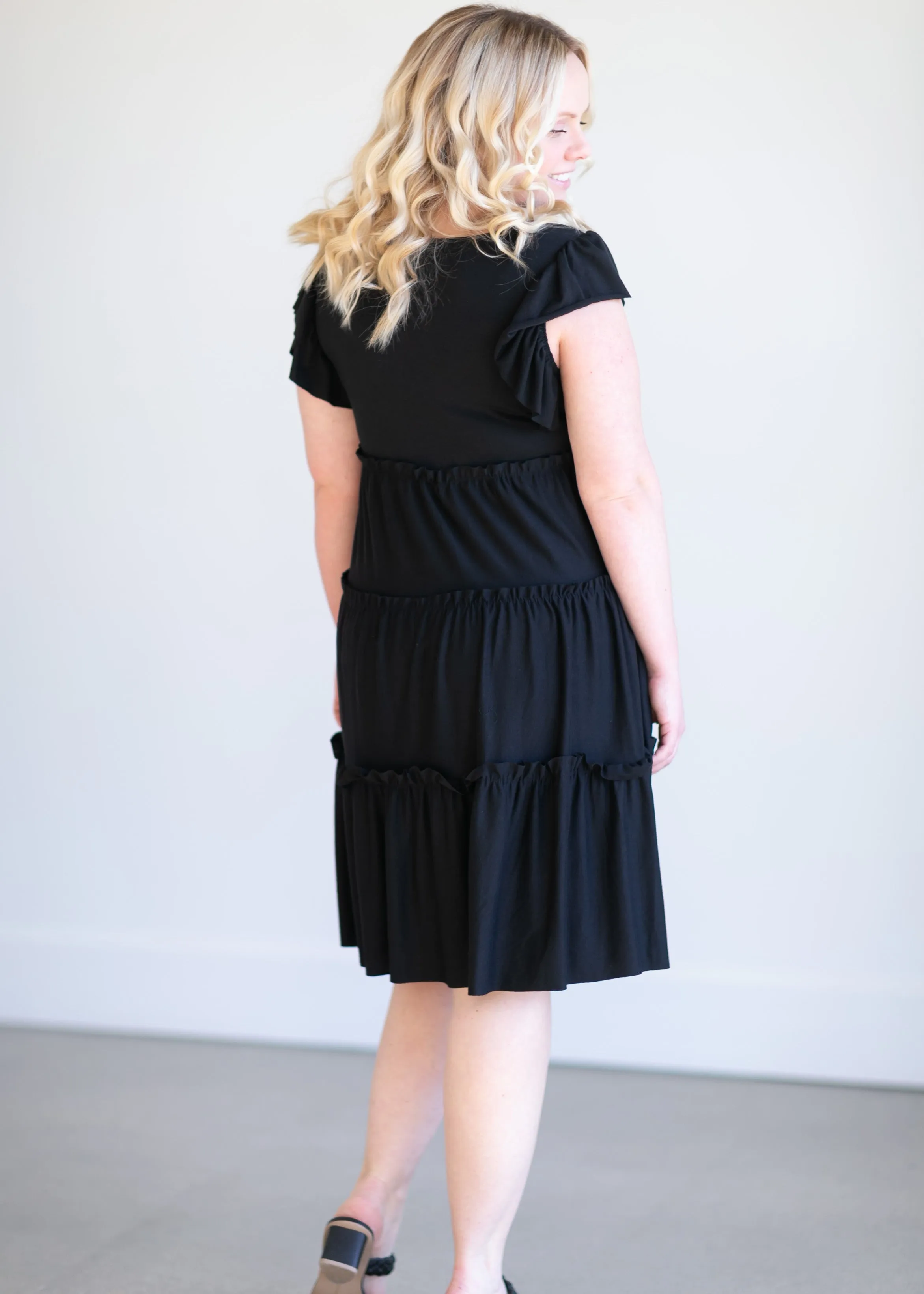 Ruffle Sleeve Tiered Midi Dress - FINAL SALE