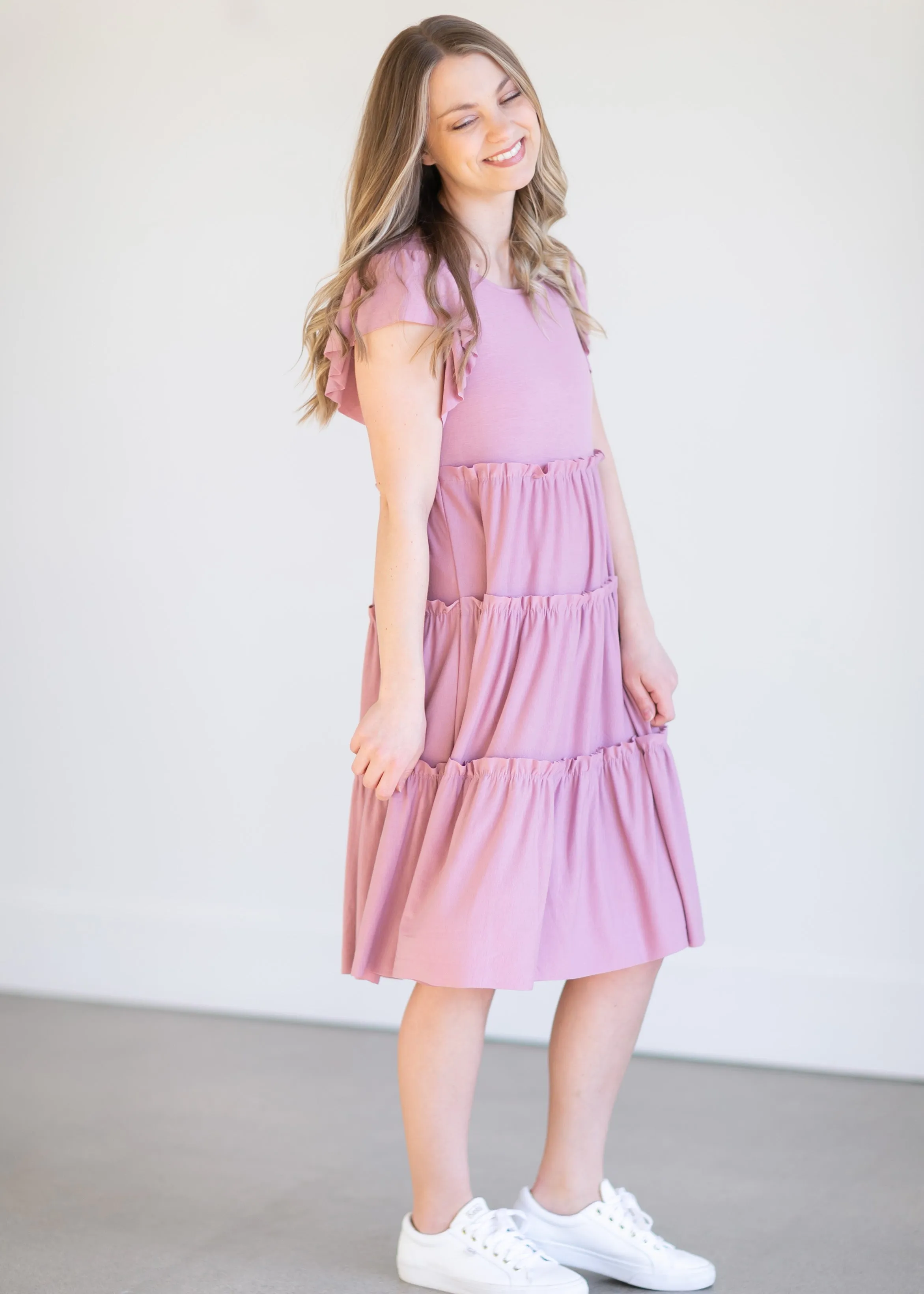 Ruffle Sleeve Tiered Midi Dress - FINAL SALE