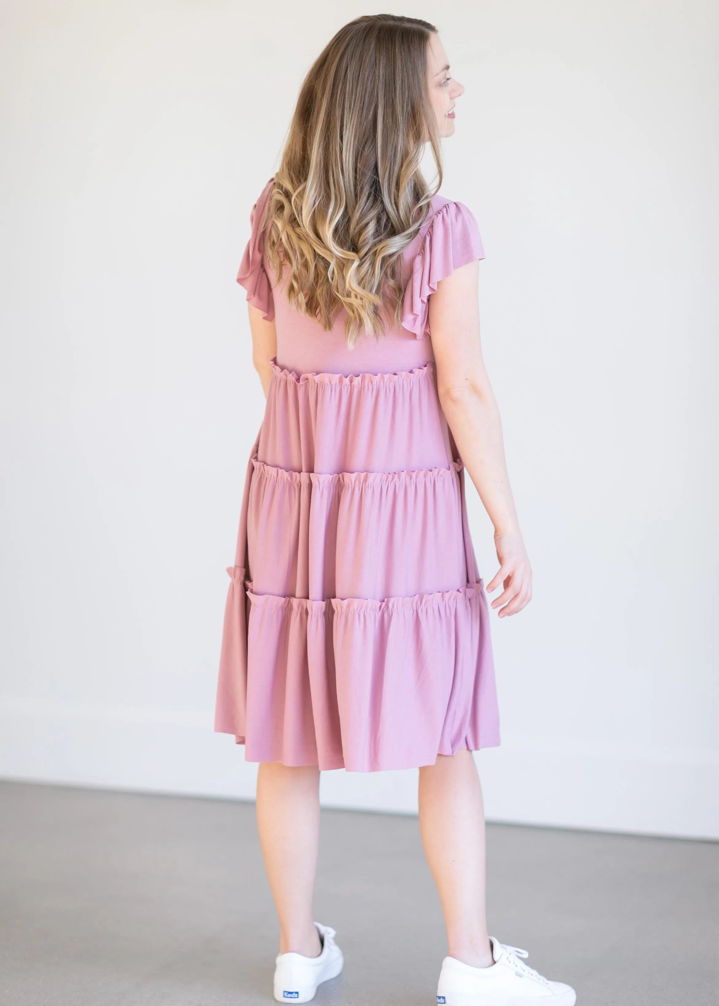 Ruffle Sleeve Tiered Midi Dress - FINAL SALE