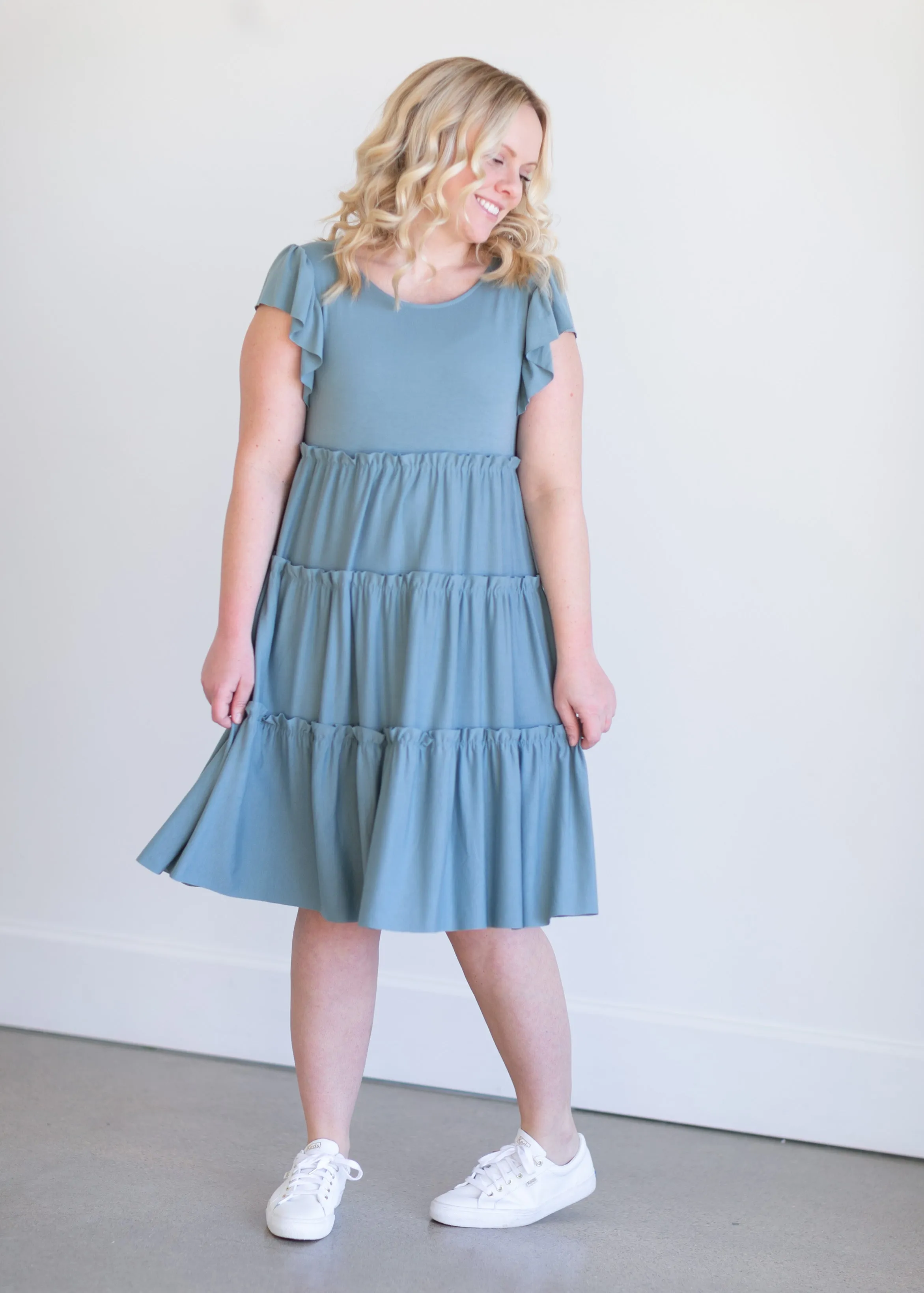 Ruffle Sleeve Tiered Midi Dress - FINAL SALE