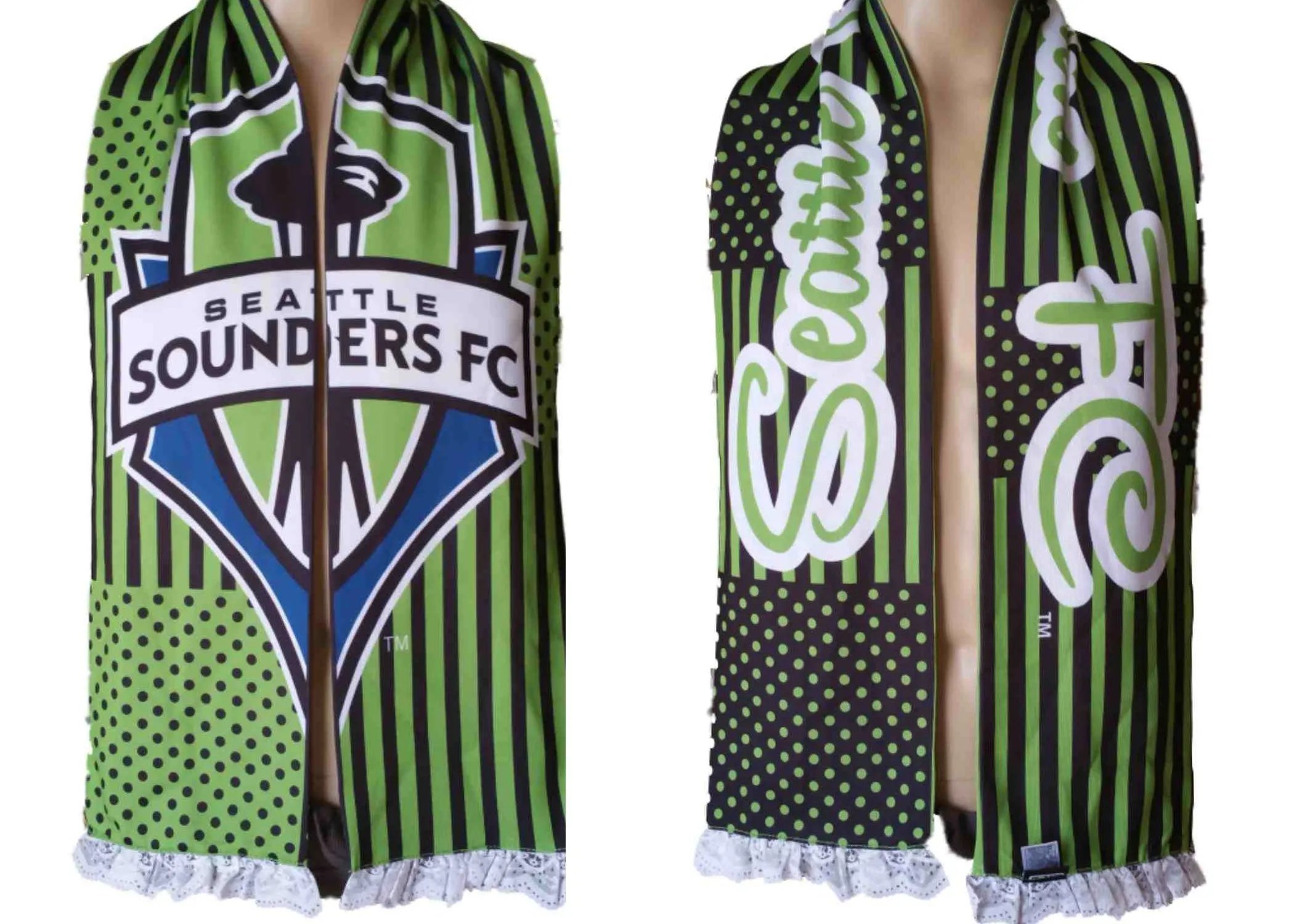 Seattle Sounders FC Adidas Womens Reversible Polka Dot Scarf (58.5 x 7.25)