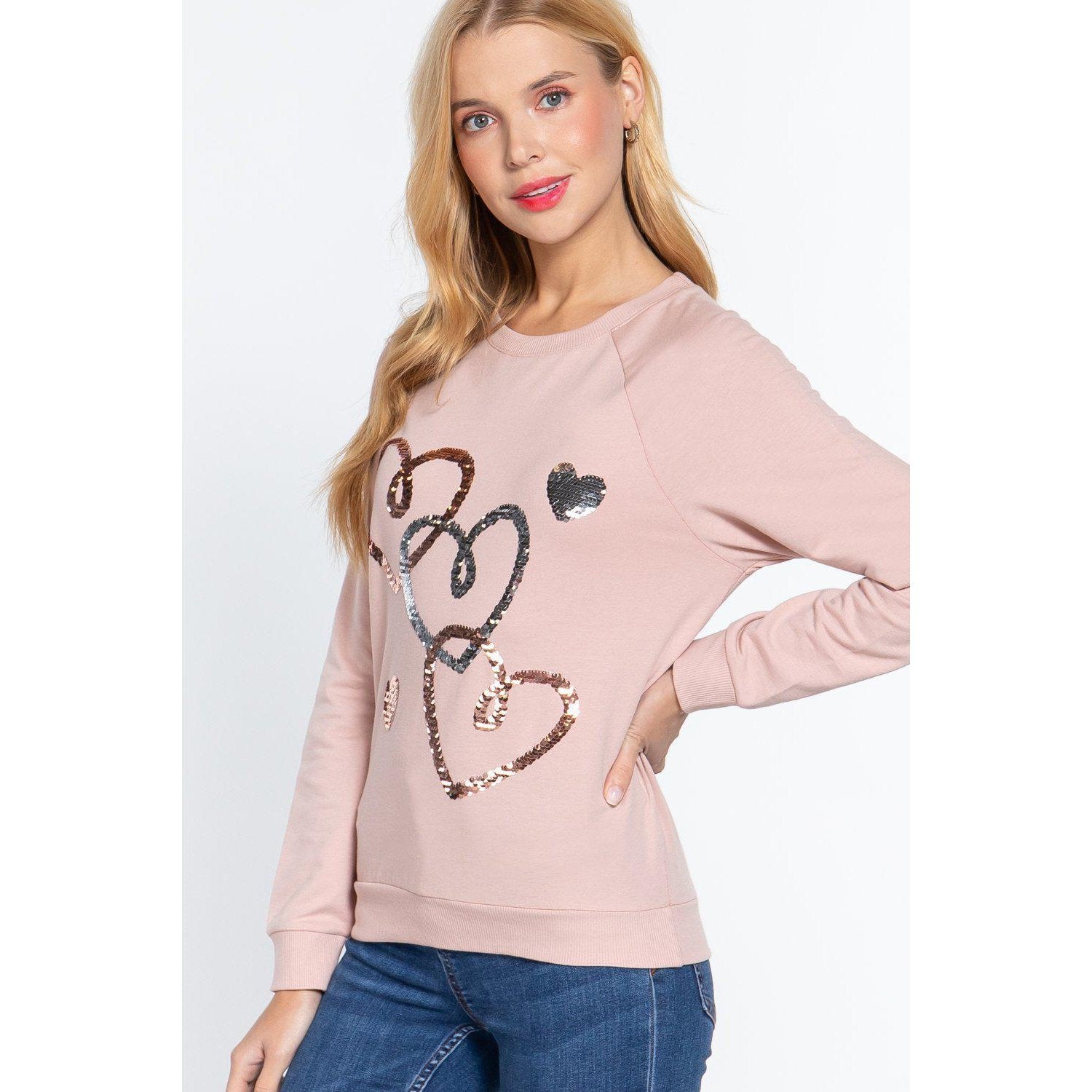 Sequins French Terry Pullover Top