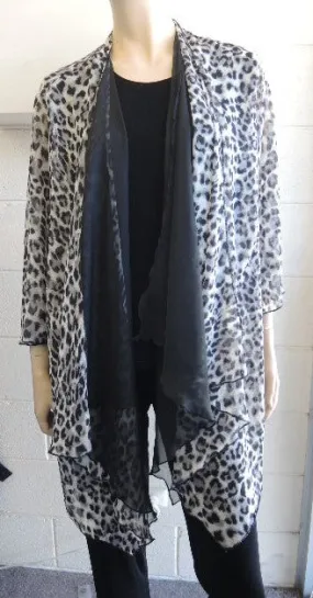 Shelz Leopard Print Chiffon Jacket